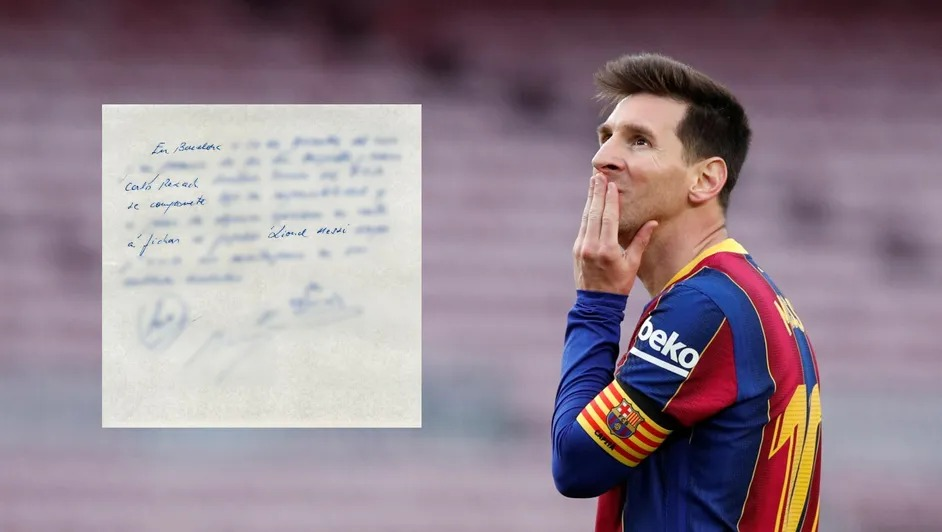Subastarán la servilleta con la que Barcelona fichó a Messi por más de 6 millones de pesos